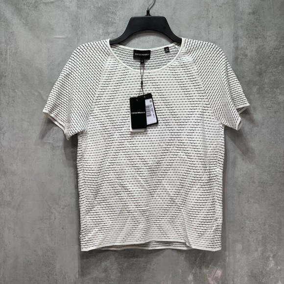 Emporio Armani White Woven Diamond Detailed Eyelet - Picture 1 of 11